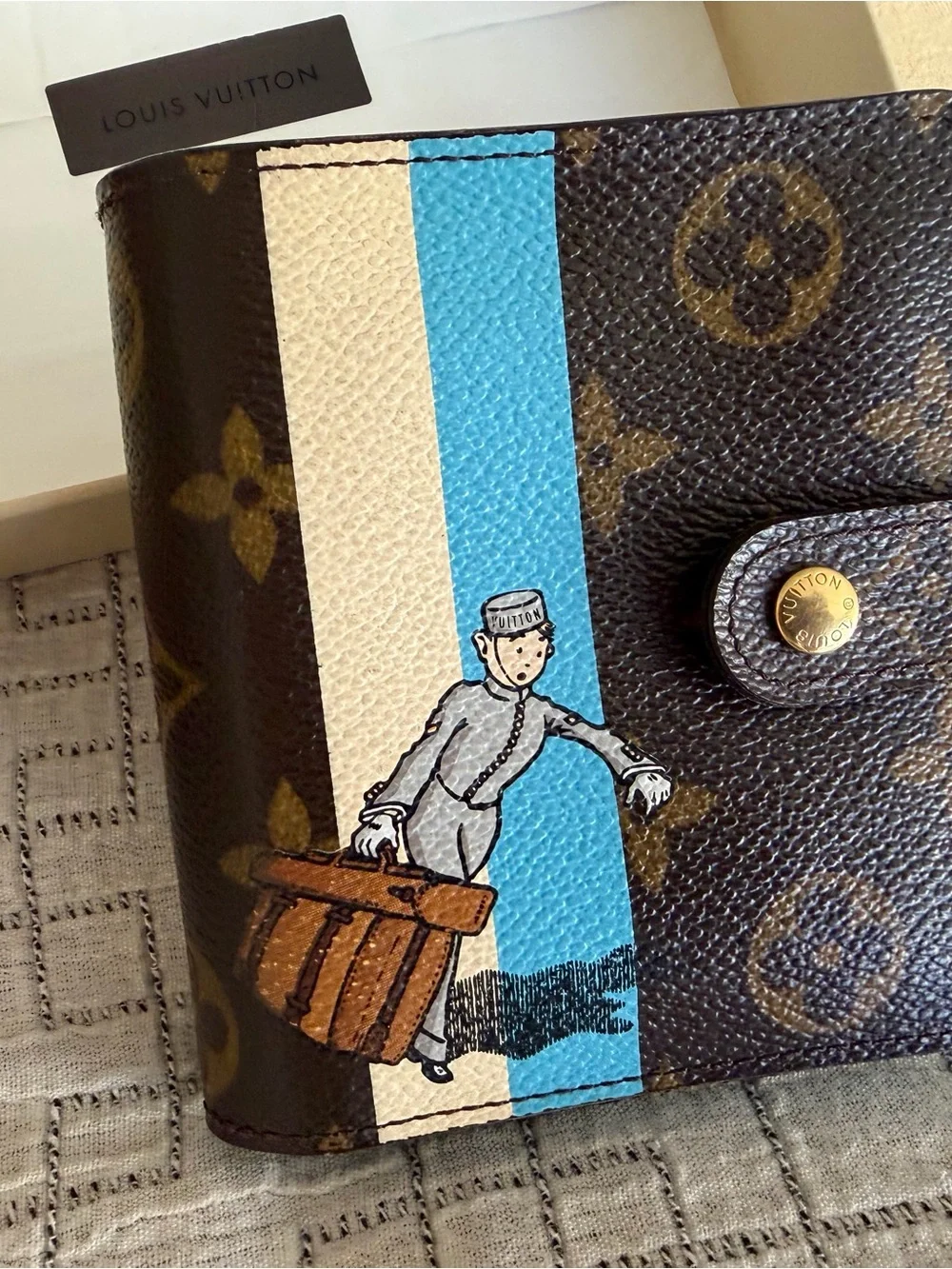 Limited Edition Louis Vuitton Bellboy Wallet with Blue and Cream Stripe